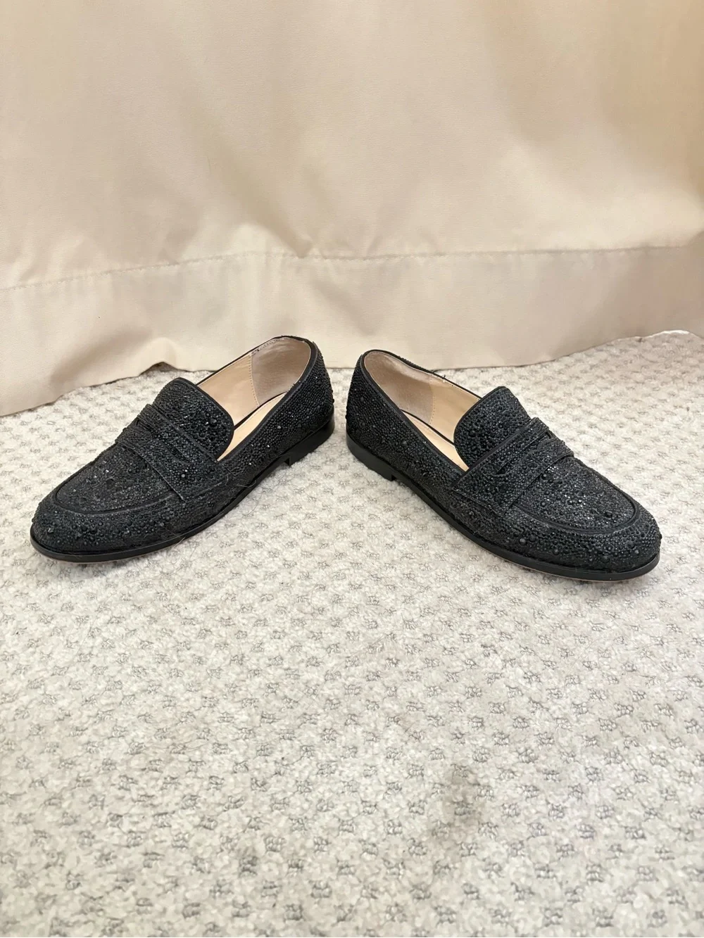 Black Crystal-Embellished Men's Loafers